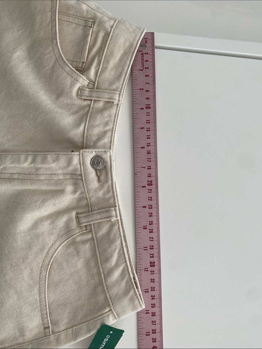 Twik Cream Natural High-Rise Jean Denim A-line Shorts Cream Canvas Size 29 - Picture 6 of 9